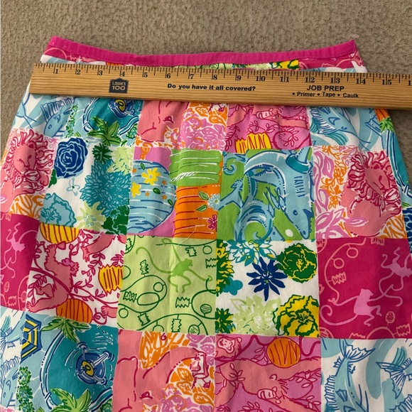 Lilly Pulitzer VTG Skirt Women Size 2 Pink Green Floral Party Patch Print Lined - Picture 4 of 7